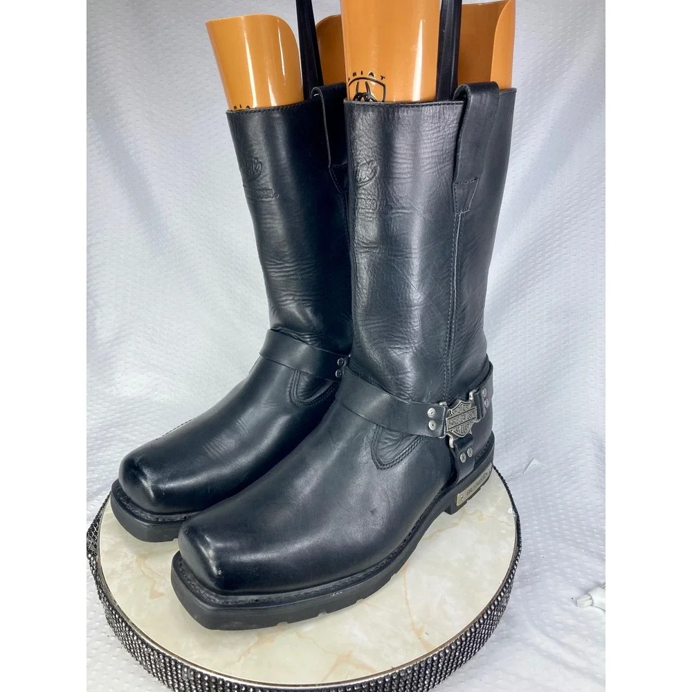 Harley-Davidson Leather Mega Harness Motorcycle Boots Mens 13 Black Square Toe